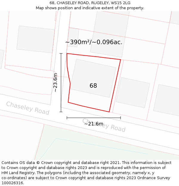 68, CHASELEY ROAD, RUGELEY, WS15 2LG: Plot and title map