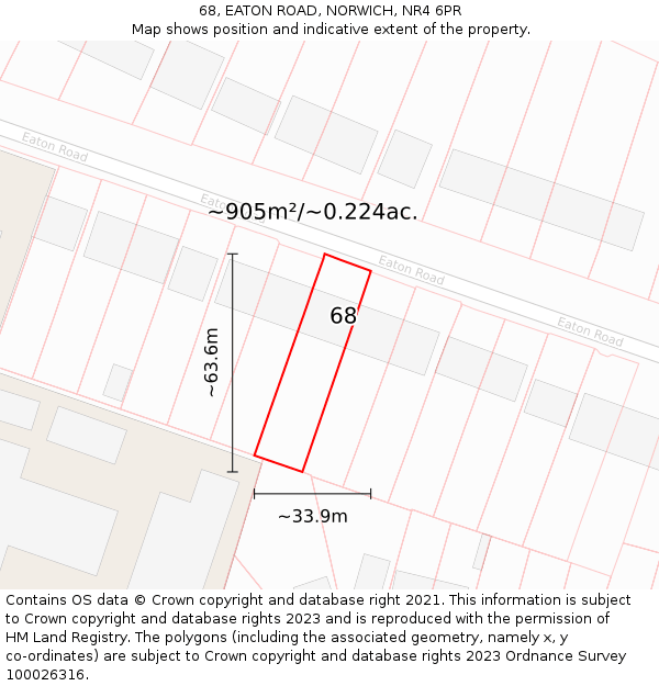68, EATON ROAD, NORWICH, NR4 6PR: Plot and title map