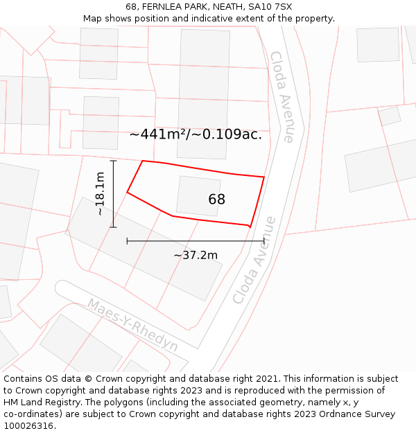 68, FERNLEA PARK, NEATH, SA10 7SX: Plot and title map