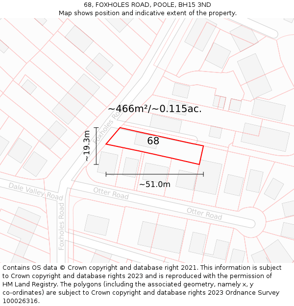 68, FOXHOLES ROAD, POOLE, BH15 3ND: Plot and title map