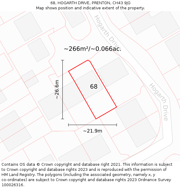 68, HOGARTH DRIVE, PRENTON, CH43 9JG: Plot and title map