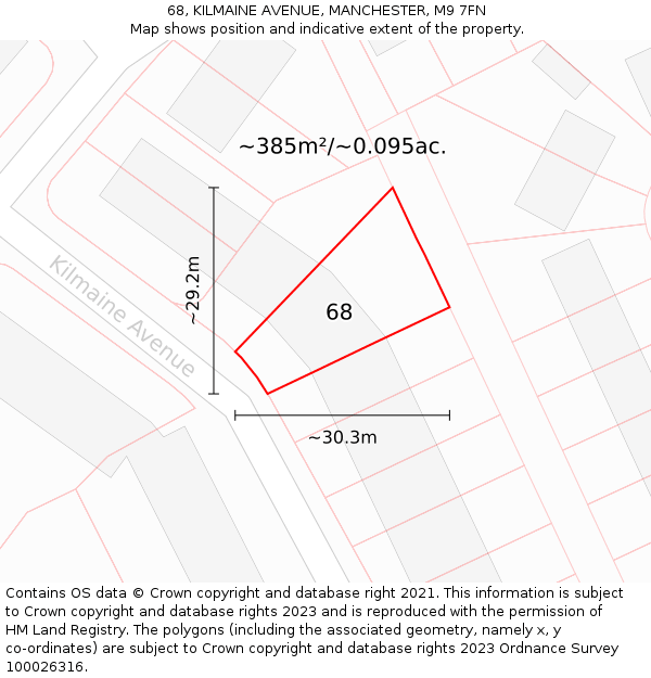 68, KILMAINE AVENUE, MANCHESTER, M9 7FN: Plot and title map