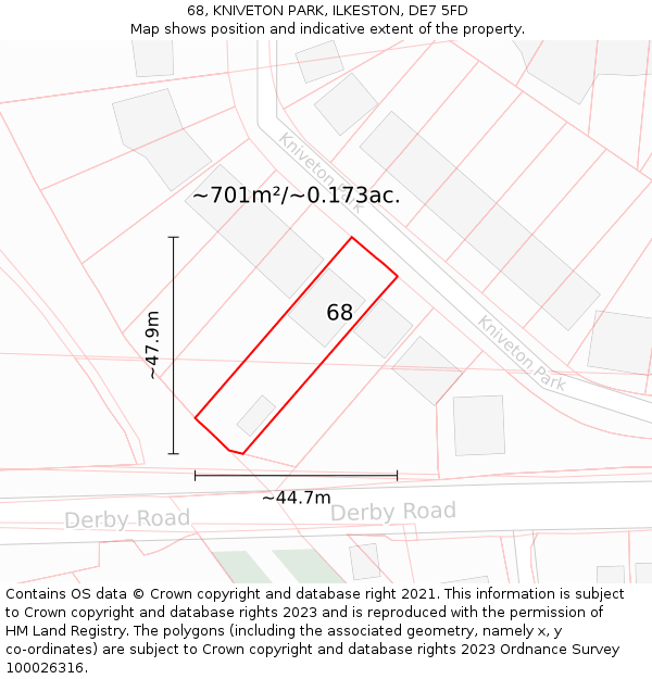 68, KNIVETON PARK, ILKESTON, DE7 5FD: Plot and title map