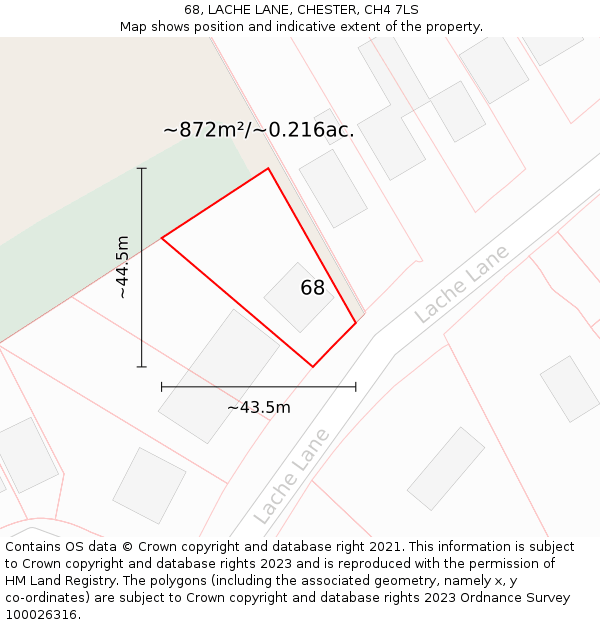 68, LACHE LANE, CHESTER, CH4 7LS: Plot and title map
