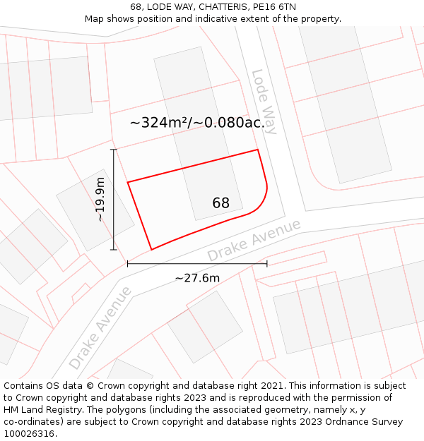 68, LODE WAY, CHATTERIS, PE16 6TN: Plot and title map