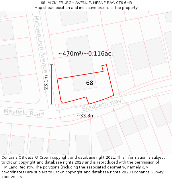 68, MICKLEBURGH AVENUE, HERNE BAY, CT6 6HB: Plot and title map