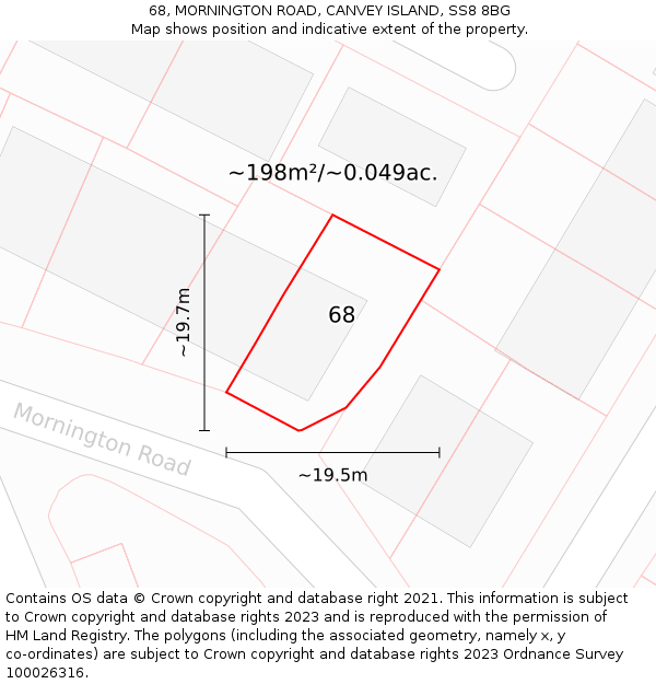 68, MORNINGTON ROAD, CANVEY ISLAND, SS8 8BG: Plot and title map
