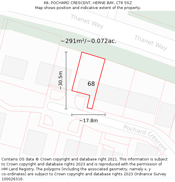 68, POCHARD CRESCENT, HERNE BAY, CT6 5SZ: Plot and title map