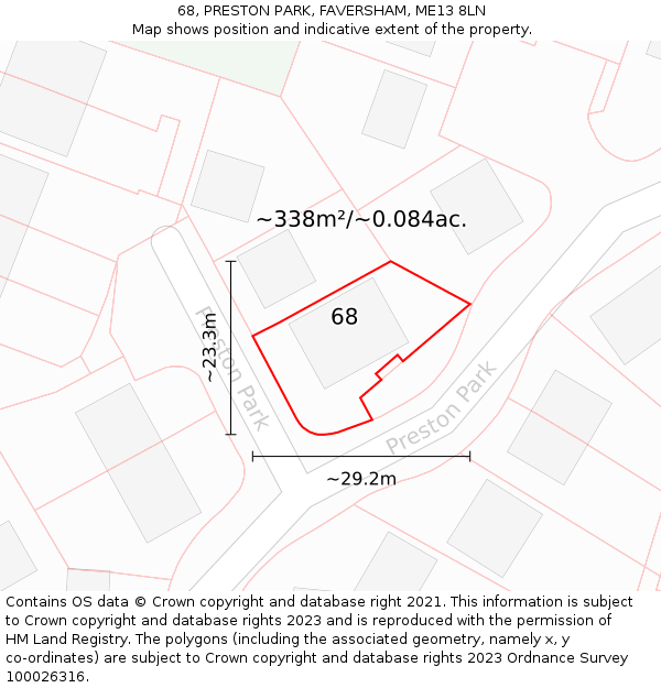 68, PRESTON PARK, FAVERSHAM, ME13 8LN: Plot and title map