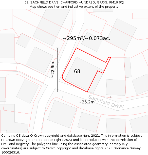 68, SACHFIELD DRIVE, CHAFFORD HUNDRED, GRAYS, RM16 6QJ: Plot and title map