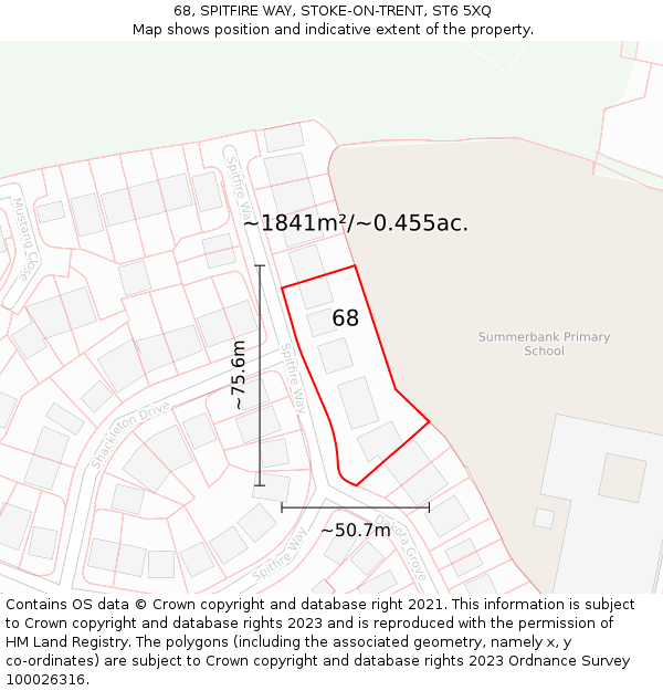 68, SPITFIRE WAY, STOKE-ON-TRENT, ST6 5XQ: Plot and title map