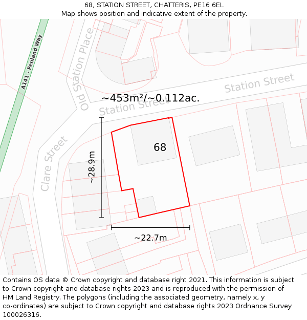 68, STATION STREET, CHATTERIS, PE16 6EL: Plot and title map