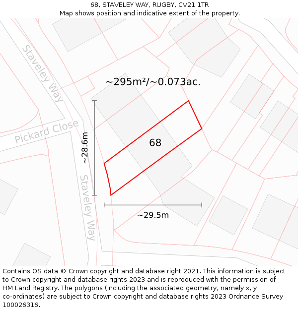 68, STAVELEY WAY, RUGBY, CV21 1TR: Plot and title map