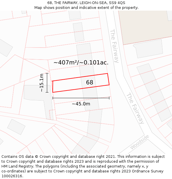 68, THE FAIRWAY, LEIGH-ON-SEA, SS9 4QS: Plot and title map