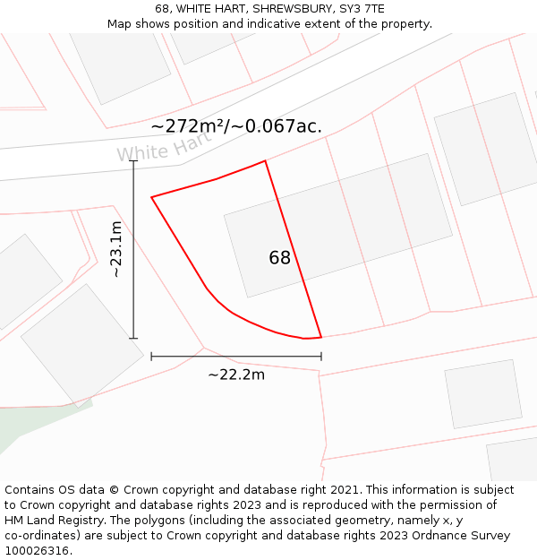 68, WHITE HART, SHREWSBURY, SY3 7TE: Plot and title map