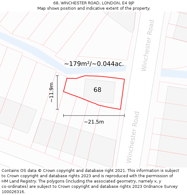 68, WINCHESTER ROAD, LONDON, E4 9JP: Plot and title map