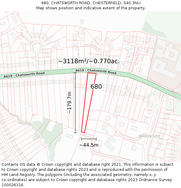 680, CHATSWORTH ROAD, CHESTERFIELD, S40 3NU: Plot and title map