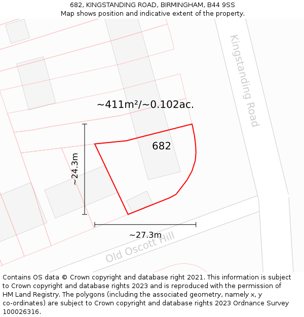 682, KINGSTANDING ROAD, BIRMINGHAM, B44 9SS: Plot and title map