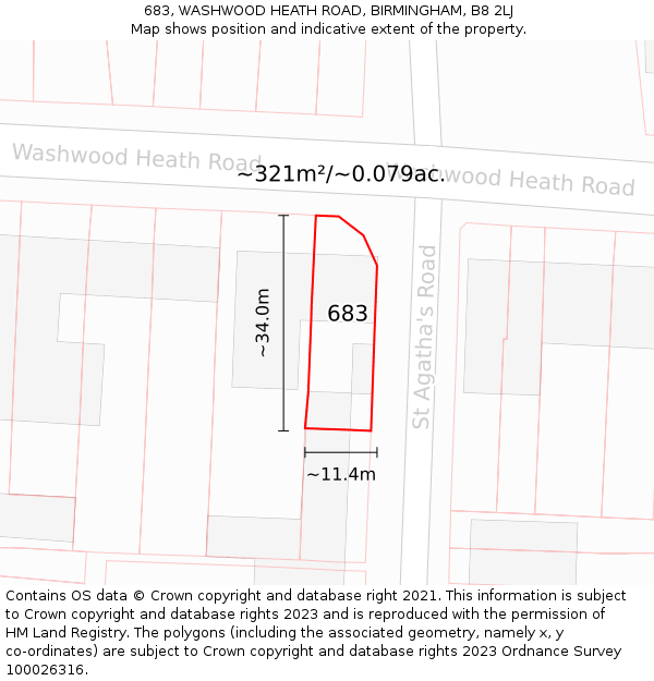 683, WASHWOOD HEATH ROAD, BIRMINGHAM, B8 2LJ: Plot and title map