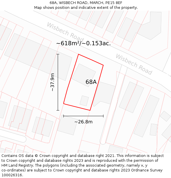 68A, WISBECH ROAD, MARCH, PE15 8EF: Plot and title map
