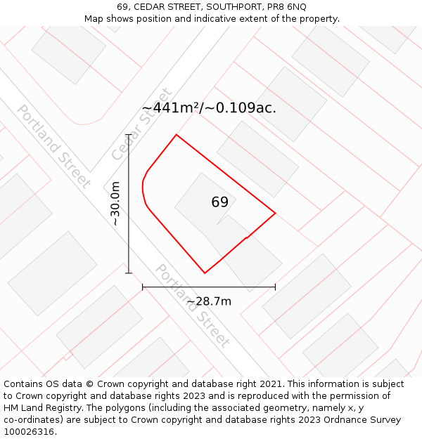 69, CEDAR STREET, SOUTHPORT, PR8 6NQ: Plot and title map