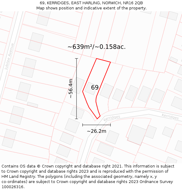 69, KERRIDGES, EAST HARLING, NORWICH, NR16 2QB: Plot and title map