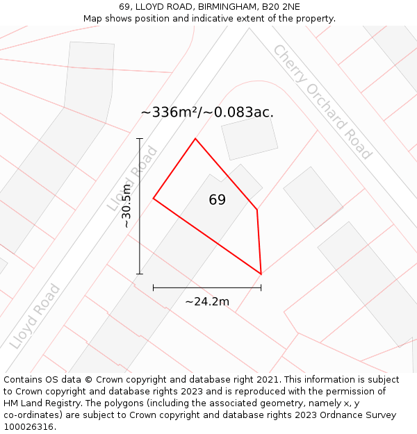 69, LLOYD ROAD, BIRMINGHAM, B20 2NE: Plot and title map