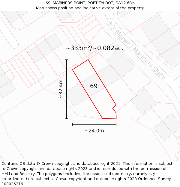 69, MARINERS POINT, PORT TALBOT, SA12 6DN: Plot and title map