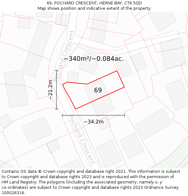 69, POCHARD CRESCENT, HERNE BAY, CT6 5QD: Plot and title map