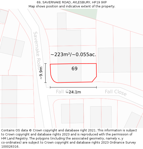 69, SAVERNAKE ROAD, AYLESBURY, HP19 9XP: Plot and title map