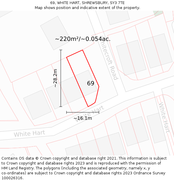 69, WHITE HART, SHREWSBURY, SY3 7TE: Plot and title map