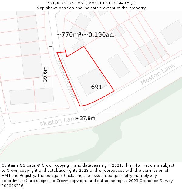 691, MOSTON LANE, MANCHESTER, M40 5QD: Plot and title map