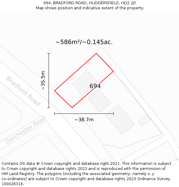 694, BRADFORD ROAD, HUDDERSFIELD, HD2 2JY: Plot and title map