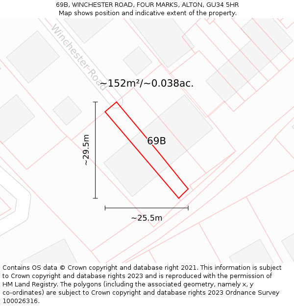 69B, WINCHESTER ROAD, FOUR MARKS, ALTON, GU34 5HR: Plot and title map