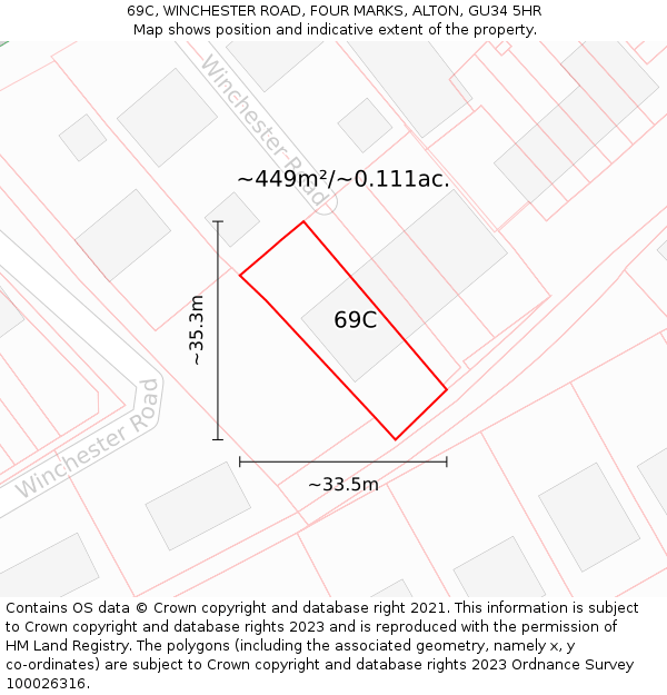 69C, WINCHESTER ROAD, FOUR MARKS, ALTON, GU34 5HR: Plot and title map