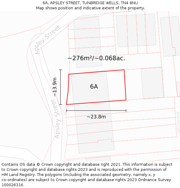 6A, APSLEY STREET, TUNBRIDGE WELLS, TN4 8NU: Plot and title map