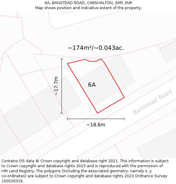 6A, BANSTEAD ROAD, CARSHALTON, SM5 3NR: Plot and title map