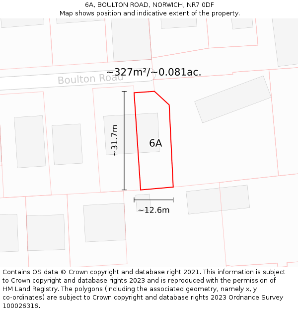 6A, BOULTON ROAD, NORWICH, NR7 0DF: Plot and title map