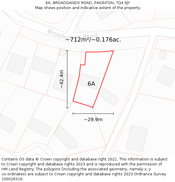 6A, BROADSANDS ROAD, PAIGNTON, TQ4 6JY: Plot and title map