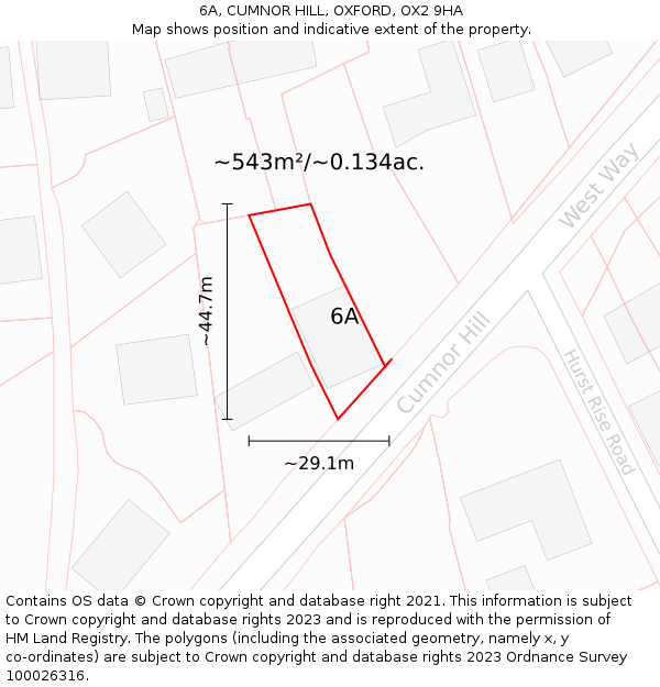 6A, CUMNOR HILL, OXFORD, OX2 9HA: Plot and title map