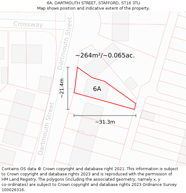 6A, DARTMOUTH STREET, STAFFORD, ST16 3TU: Plot and title map
