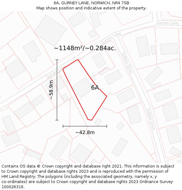 6A, GURNEY LANE, NORWICH, NR4 7SB: Plot and title map