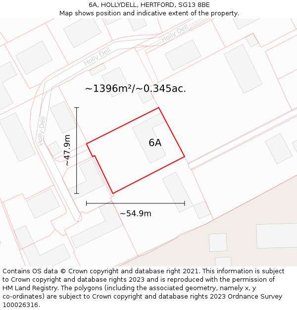 6A, HOLLYDELL, HERTFORD, SG13 8BE: Plot and title map