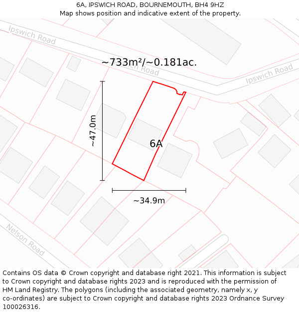 6A, IPSWICH ROAD, BOURNEMOUTH, BH4 9HZ: Plot and title map