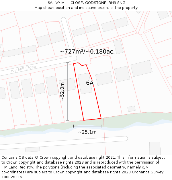 6A, IVY MILL CLOSE, GODSTONE, RH9 8NG: Plot and title map