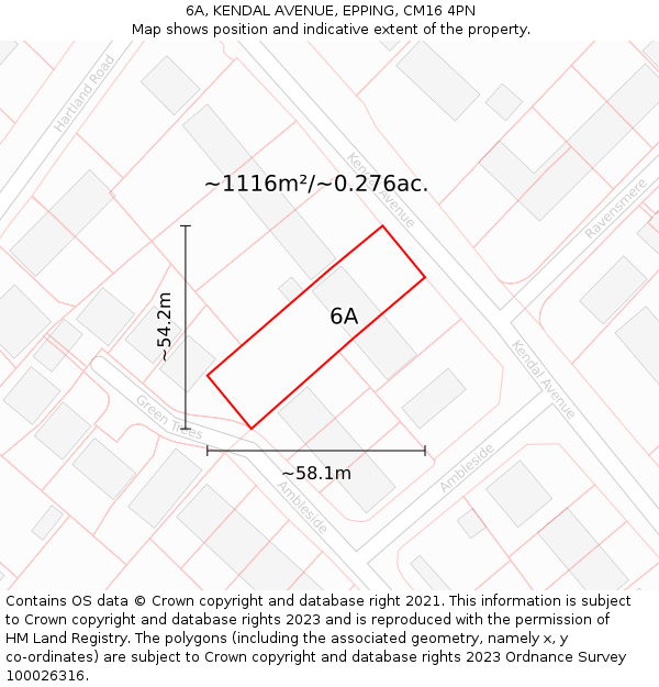 6A, KENDAL AVENUE, EPPING, CM16 4PN: Plot and title map