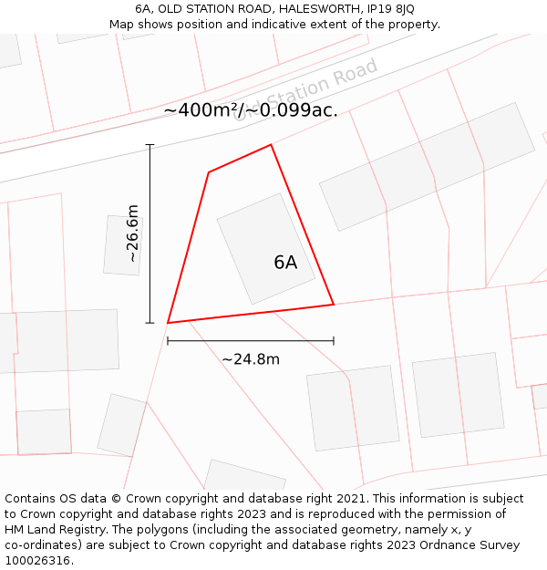 6A, OLD STATION ROAD, HALESWORTH, IP19 8JQ: Plot and title map