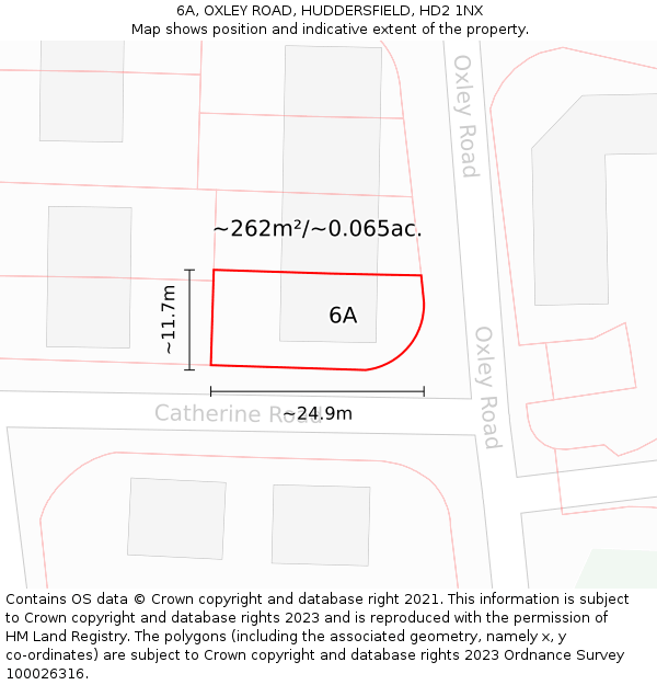 6A, OXLEY ROAD, HUDDERSFIELD, HD2 1NX: Plot and title map