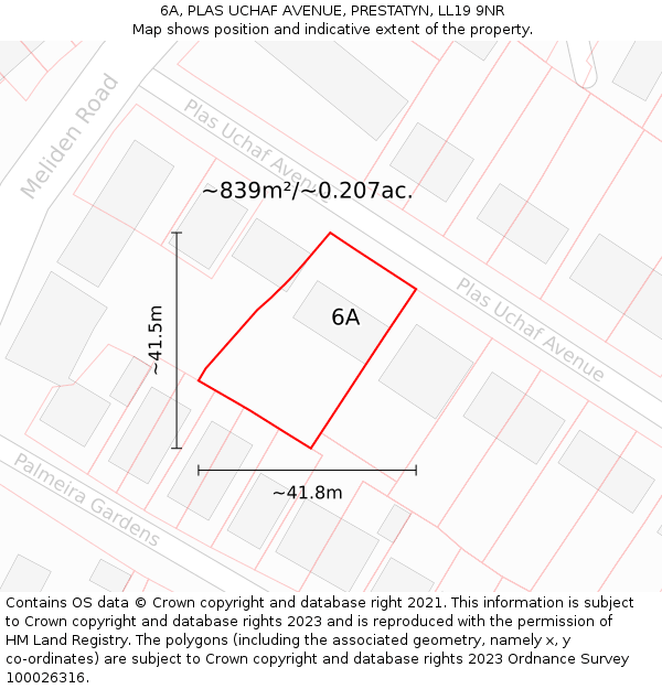 6A, PLAS UCHAF AVENUE, PRESTATYN, LL19 9NR: Plot and title map