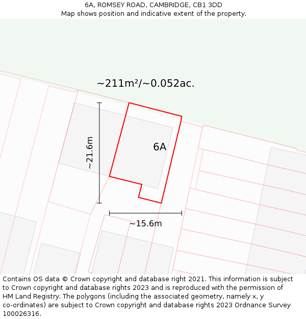 6A, ROMSEY ROAD, CAMBRIDGE, CB1 3DD: Plot and title map